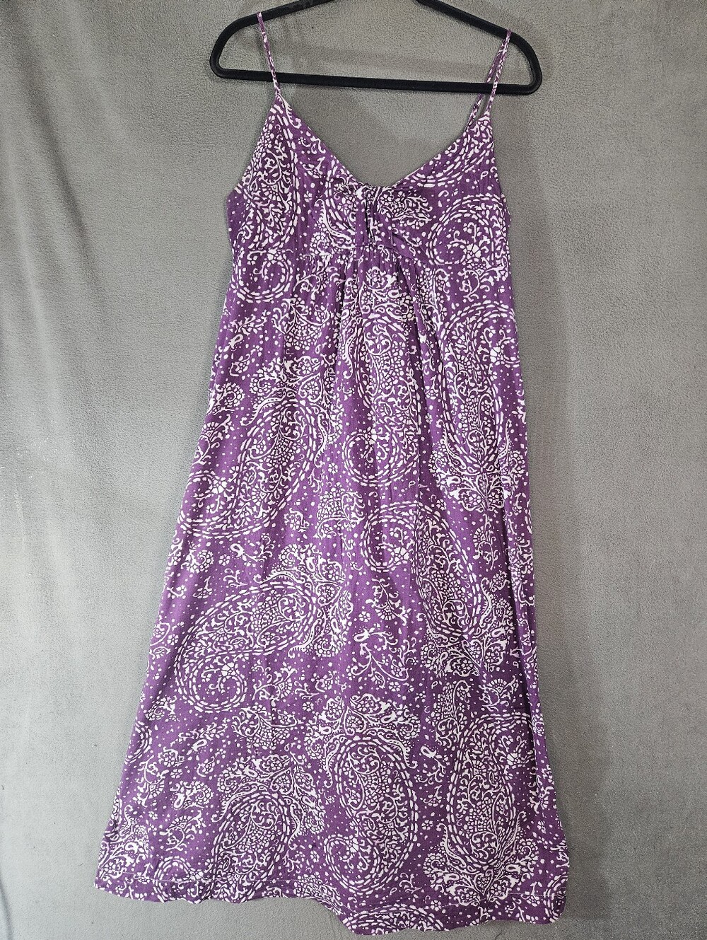 vintage 90s Merona Large Maxi Dress purple paisley spaghetti Strap Empire Waist